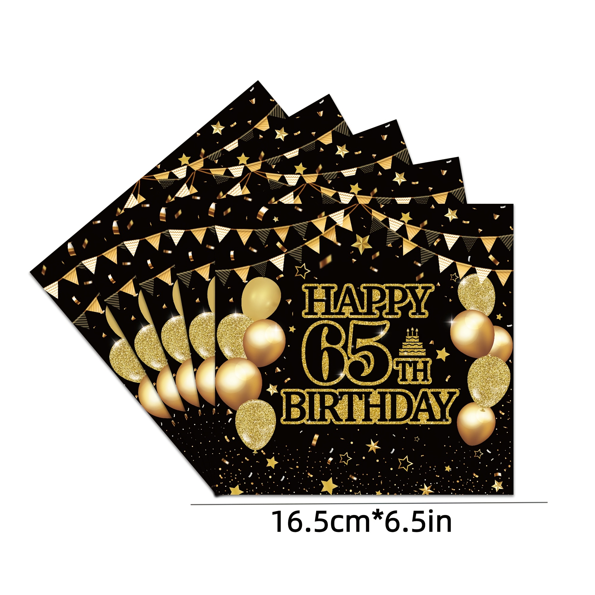 TEMU 24pcs Pack 65th Birthday & Wedding Anniversary Napkins Suitable For 65 Years Party Decorations, Elegant Numbered 65 Theme Paper Napkins For, For