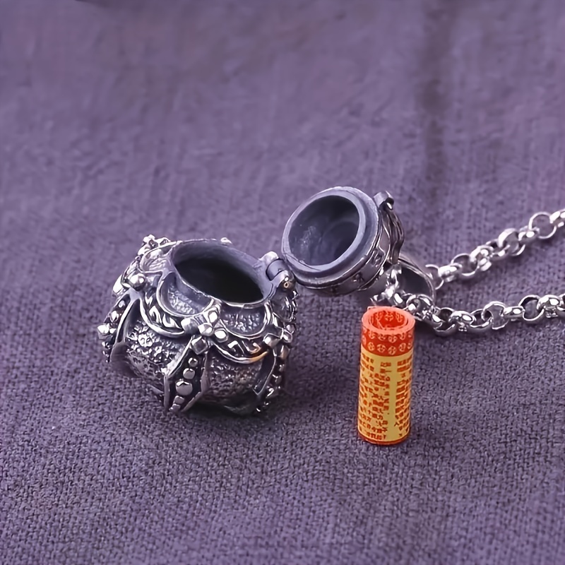 Vintage Copper Pendant Necklace with Perfume Box Accessory