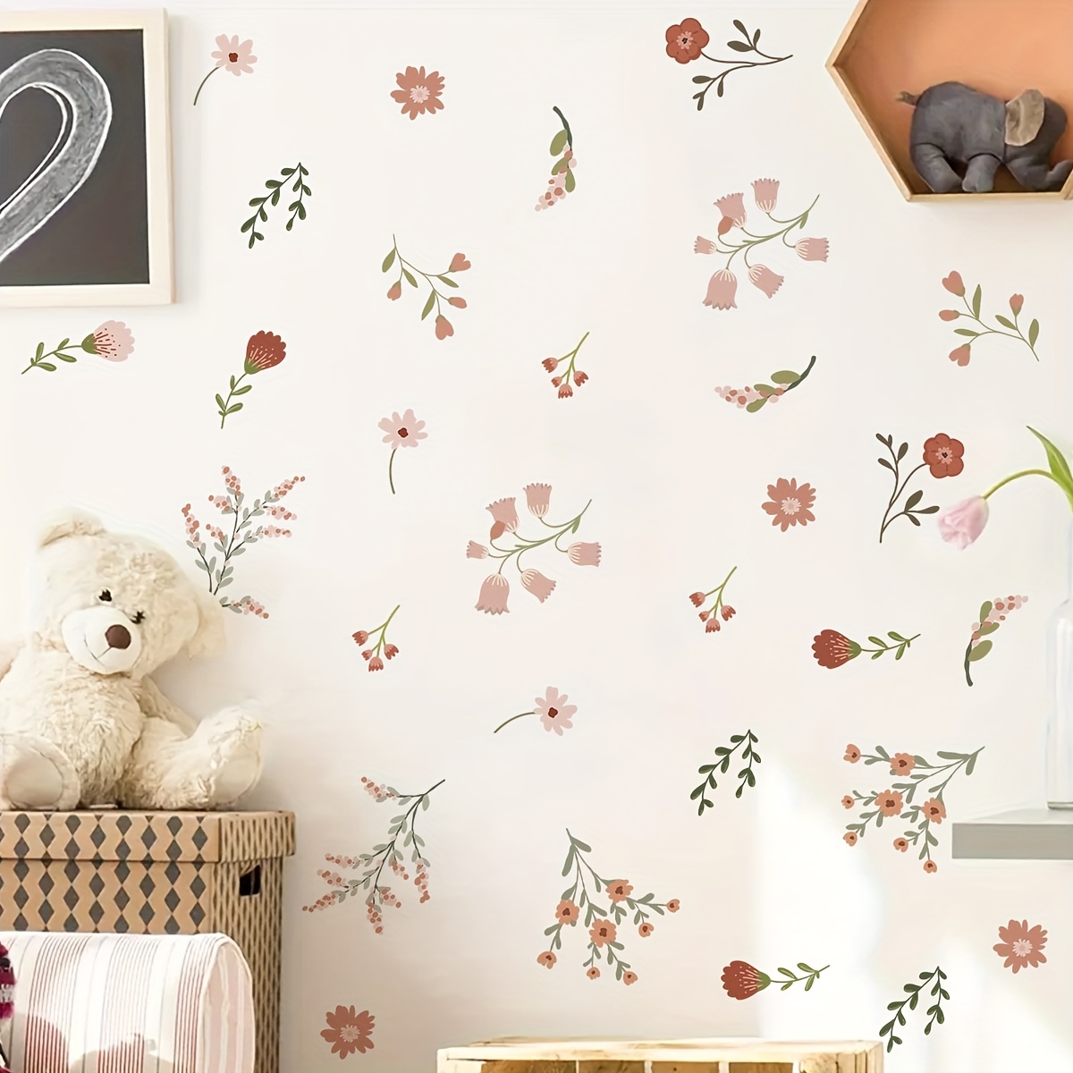 Image of 1pc Self-adhesive Removable Pvc Wallpaper Compatible For Floors & Walls - Elegant Semi-matte Painted Flower Paste- Wallpaper, Installation, No Glue Needed, Bedroom Living Room Decor (1 Sheet)