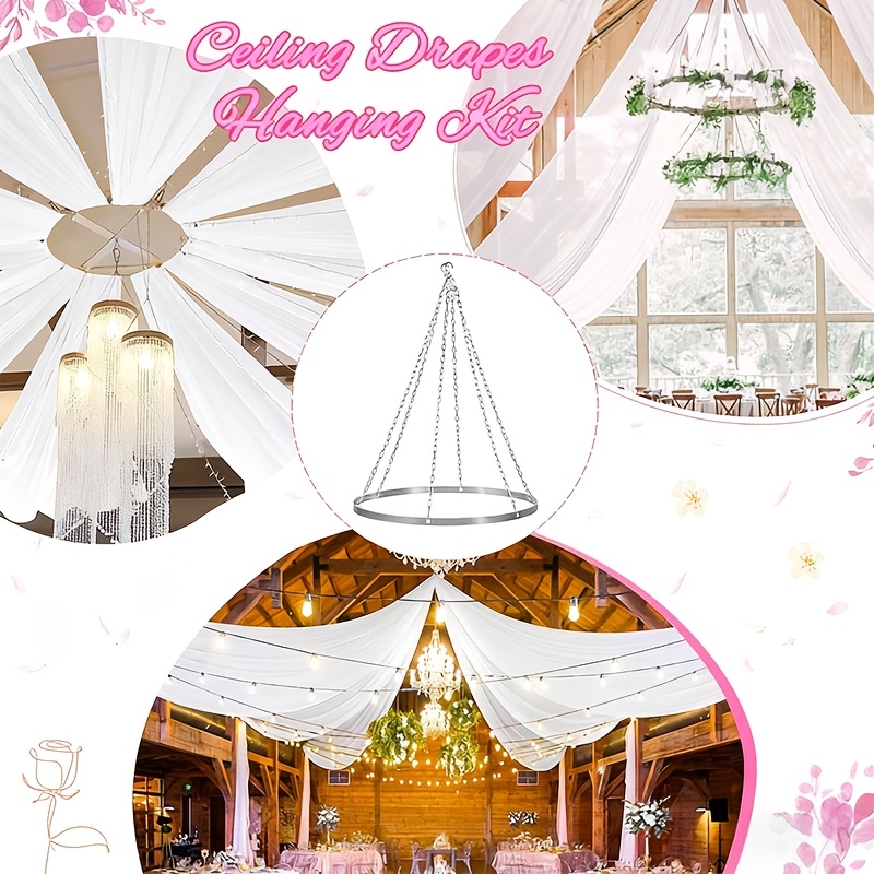 TEMU Silvery Metal Curtain Hooks - Ceiling Hanging Decor Set, Suitable For Weddings