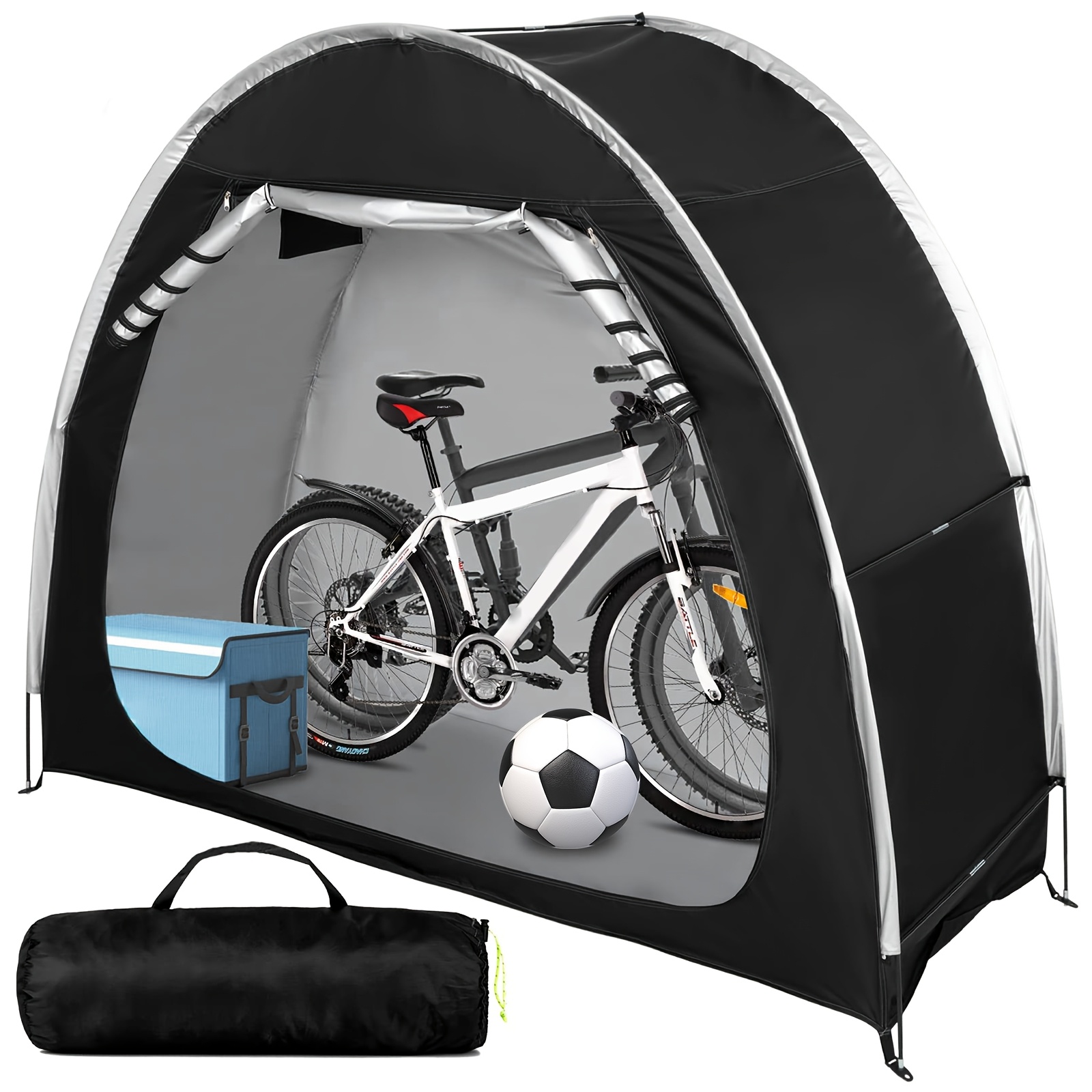 Image of Bicycle Tent For 2 Bikes, Bicycle Garage, Outdoor Bike Cover, Bike Storage, Garden Tent 200x80cmx165cm, Storage Space For Garden Accessories, Tools, Outdoor Equipment