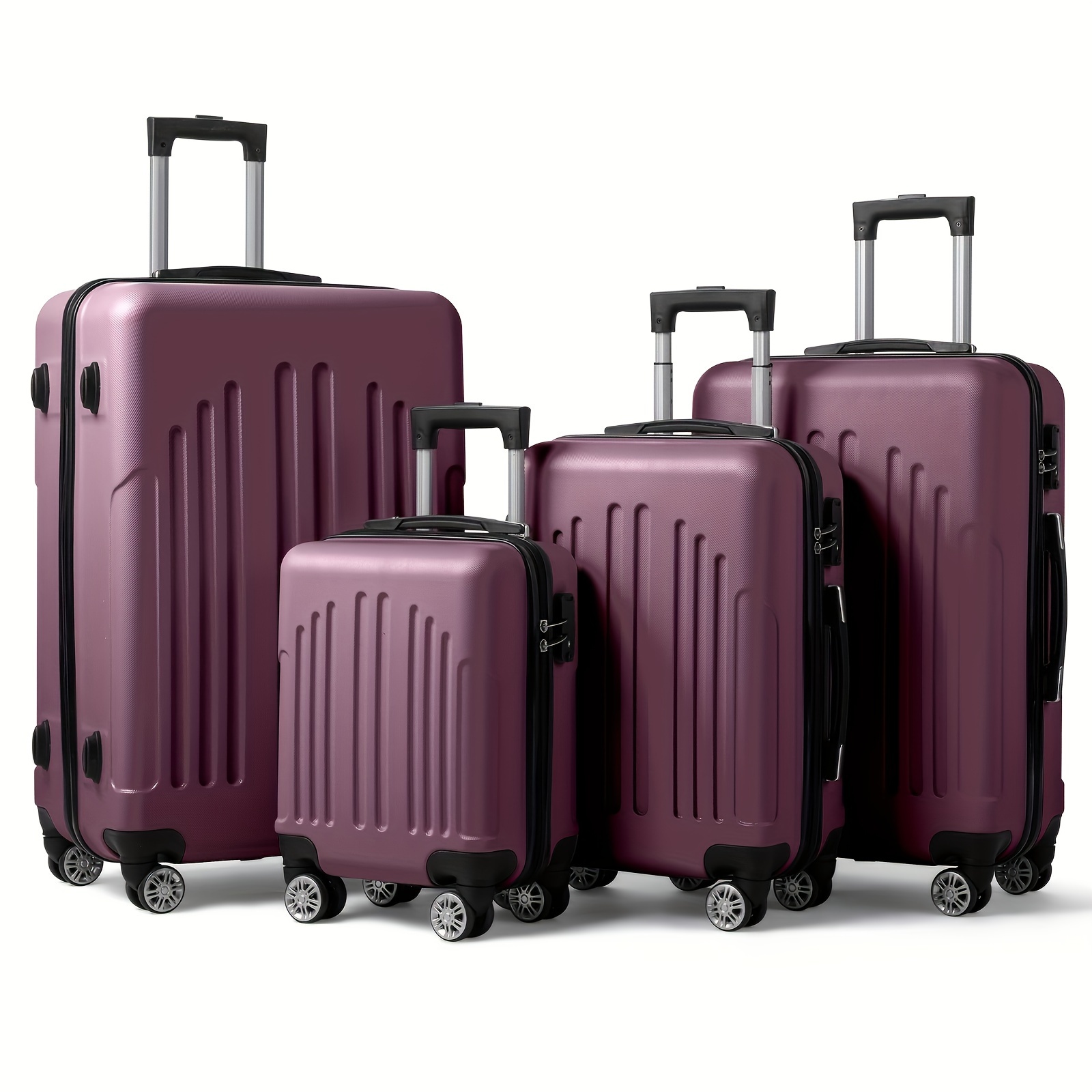 

4 Piece Luggage Set Abs Hard Shell Suitcase Luggage Sets Double Wheels With Tsa Lock Purple Orchid