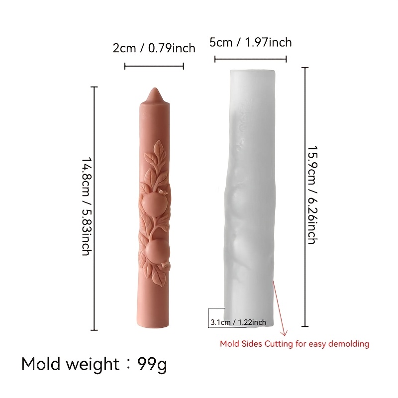 TEMU Pomegranate Long-strip Candle Silicone Mold - Diy Pomegranate Relief Handcrafted Fragrance Long Stick Candle Mold