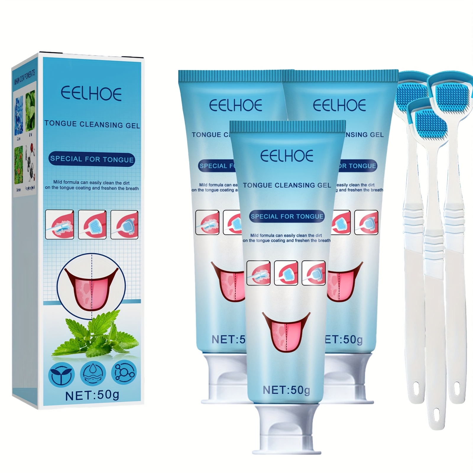 EELHOE Complete Tongue Cleaning Kit with 50g Gel & Tongue Scrubber - 12-Hour Fresh Breath, Daily Oral Care System, 12-Hour Long-Lasting Mint Taste, Plaque & Removal, Ideal Christmas & Thanksgiving Dental Hygiene Gift - Image 5