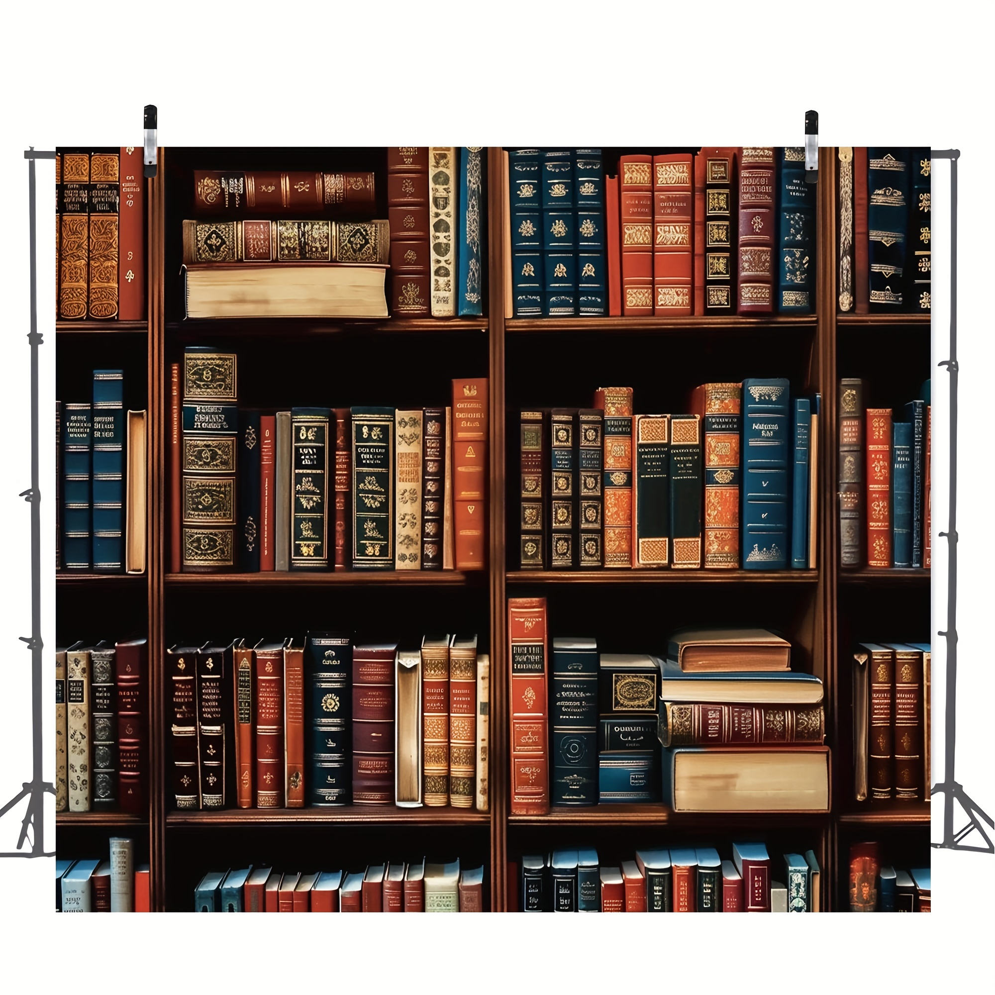 Bookshelf Backdrop Back School Vintage Library Bookcase - Temu