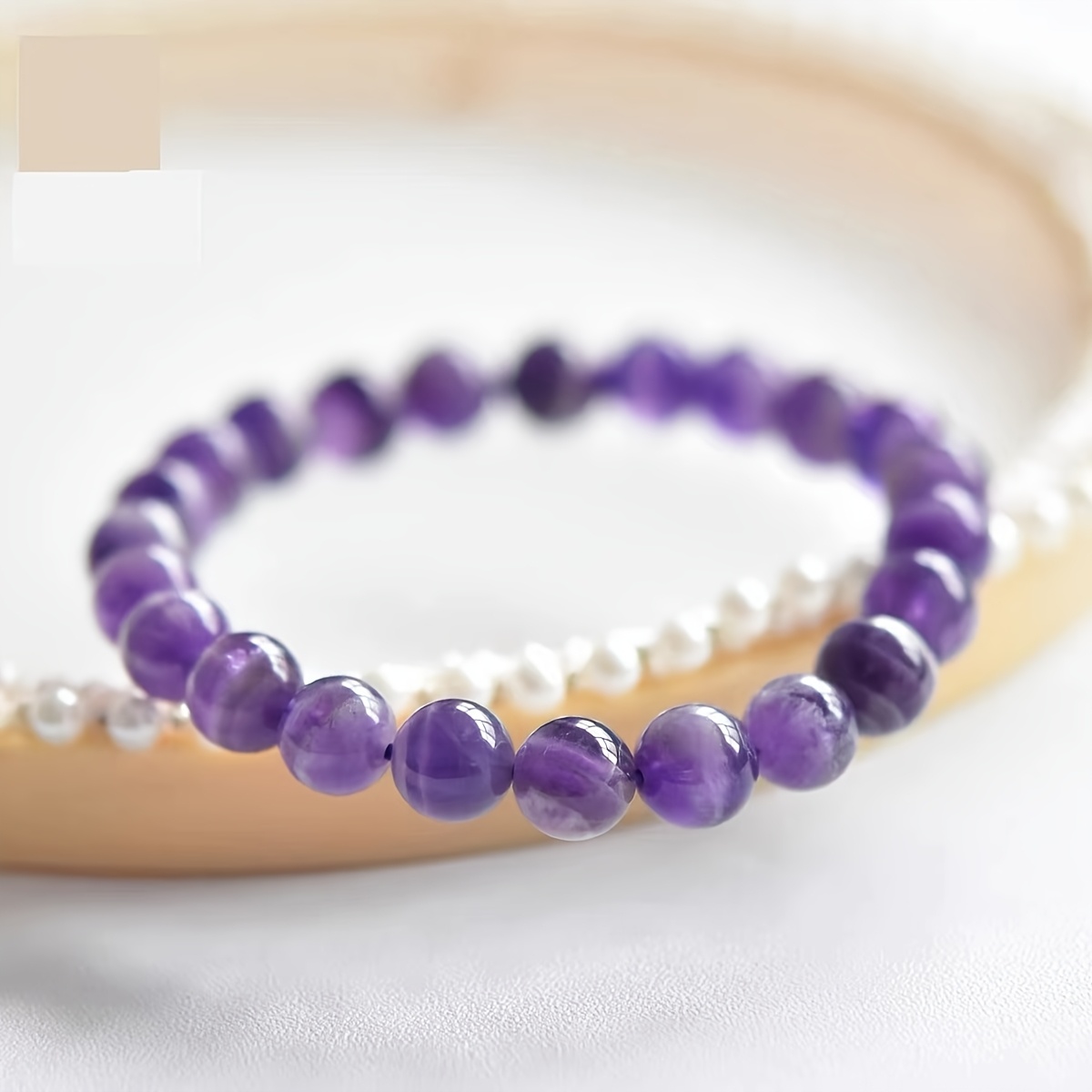 Image of New Amethyst Bead Women's Bracelet Fashion Natural Stone Ethnic Jewelry Casual Women's Holiday Gift Jewelry