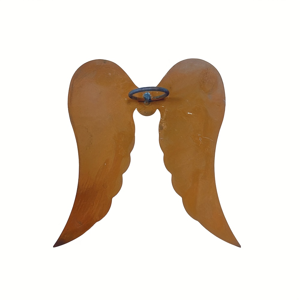 Image of Rusty Wings Bottle Decor Statue, Rusted Garden Wine Bottle Decoration, Weathered Winged Decorative Bottle, Courtyard Decor, Wings Wedding/christmas Gift