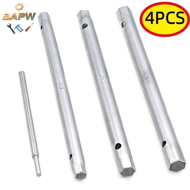 TEMU 4pcs Tube Socket Wrench Set, Double-head Spark Plug Wrench With Handle, Special Socket Tool For Plumbing Repair And Faucet Installation, Outdoor
