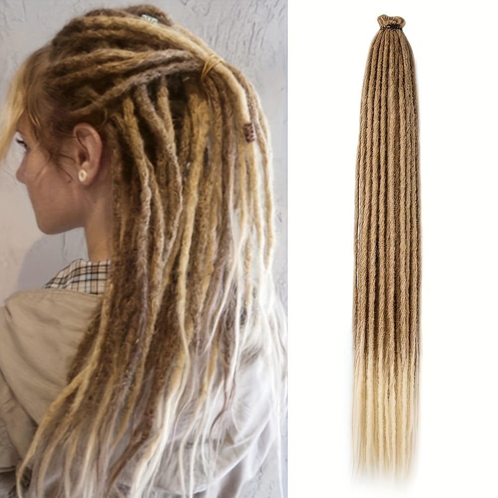 Quisduis 30 Inch 20 Strands DE Dreadlock Extensions Full Sets,2 In 1 Mixed Synthetic Dreads Extensions, Black Straight&amp;Boho Double Ended Dreads Extensions Hippie Style Dreadlock For Women