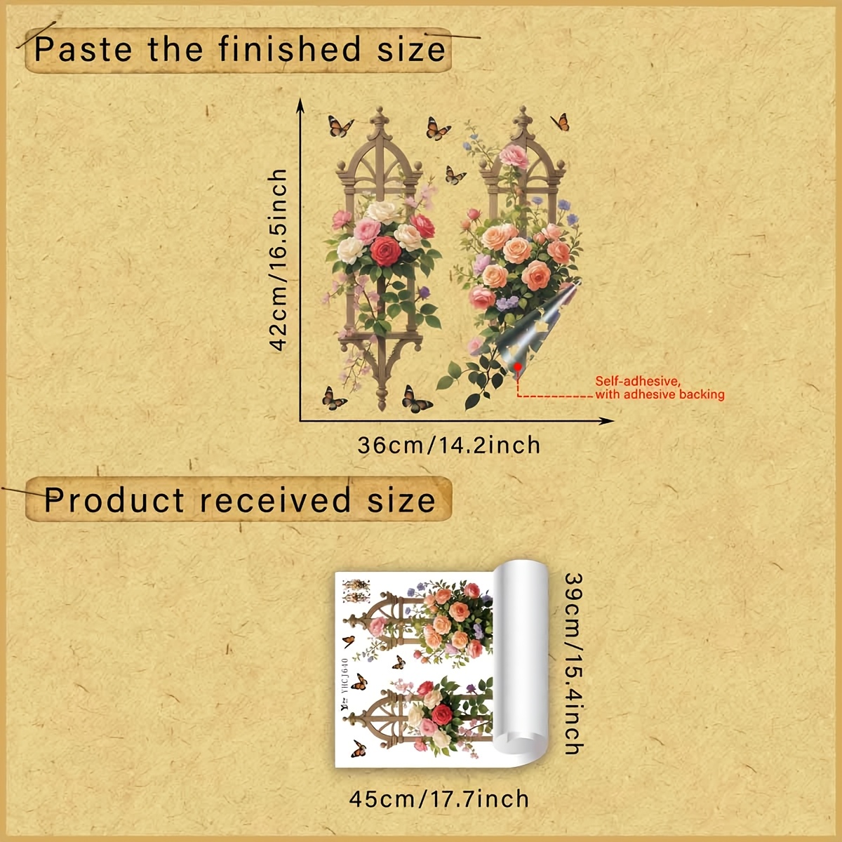 E-shop 1 Stück Blumenständer Rose Schmetterling Glasaufkleber, Kreativer DIY Selbstklebender Abziehbarer Doppelseitiger Sichtbarer PVC Glasaufkleber,