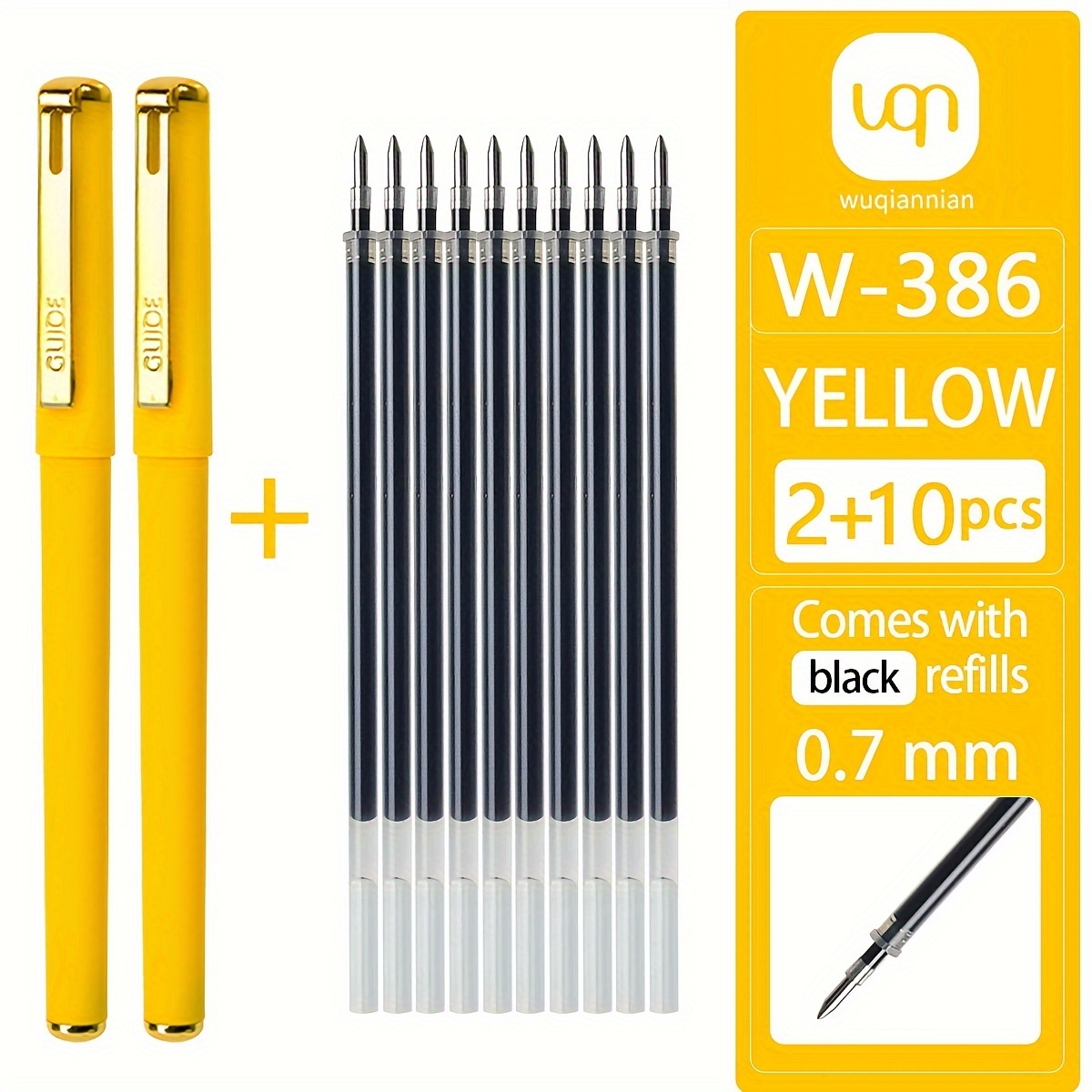 Yellow Gel Pens Black Refill Signature Pen Metal Pen Clip - Temu Australia