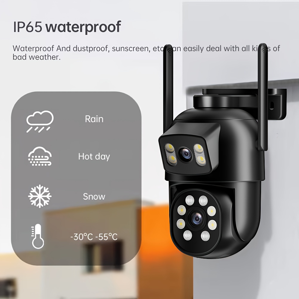 Wireless Smart Outdoor Dual Lens Security Camera, PTZ 360° View Surveillance System, AI Human Detect Camera, Color Night Vision, 2.4/5G WiFi, Auto Tracking, High Quality, Mobile App, Property Protection, Sleek Design, Durable Construction, Smart Home Device, Techsavvy Users, Camara De Vigilancia Con Seguimiento Inteligente, Street Video Surveillance Cameras, Home Surveillance Cameras, Icsee, Cameras, Outdoor Surveillance Cameras
