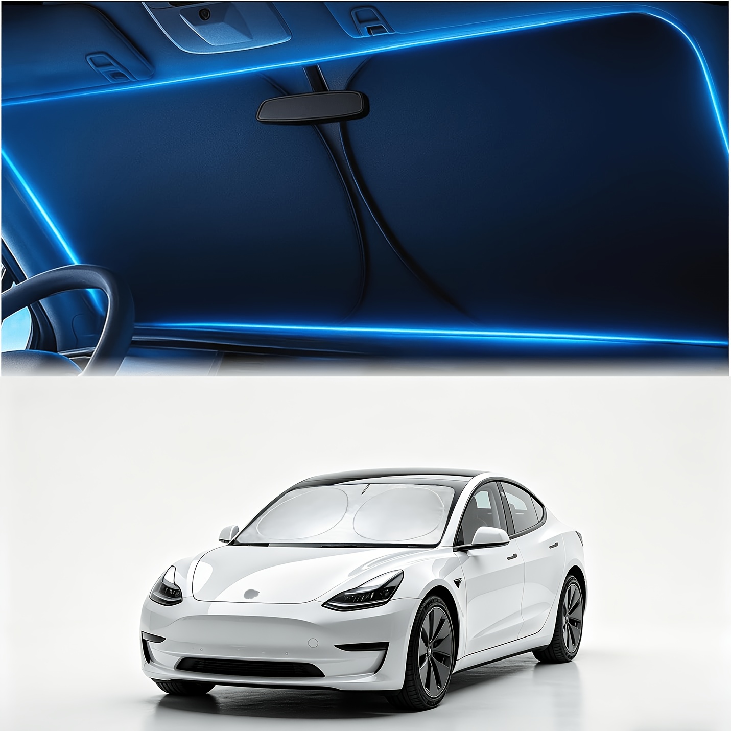 TEMU For Model 3 2000-2023 2024 2025 2026 Sun Protection Front Windscreen Inside Windscreen Parasol Sun Visor Cooling Uv Protection