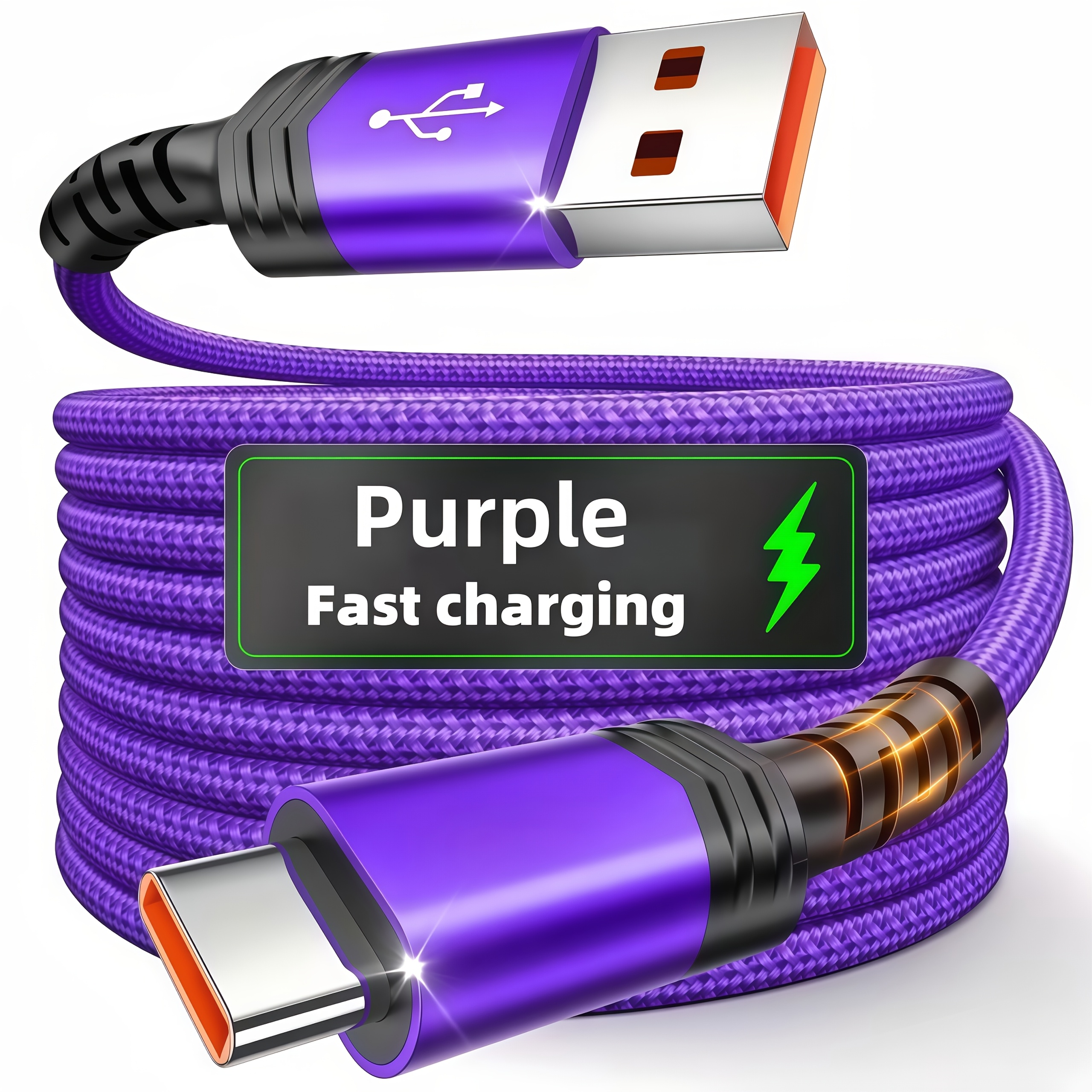 [Hot new product] USB-C nylon braid fast charging cable, suitable for, One Plus, Xiaomi, and other devices, charging data synchronization cable, support data transmission, matte, 100cm / 200cm/300cm