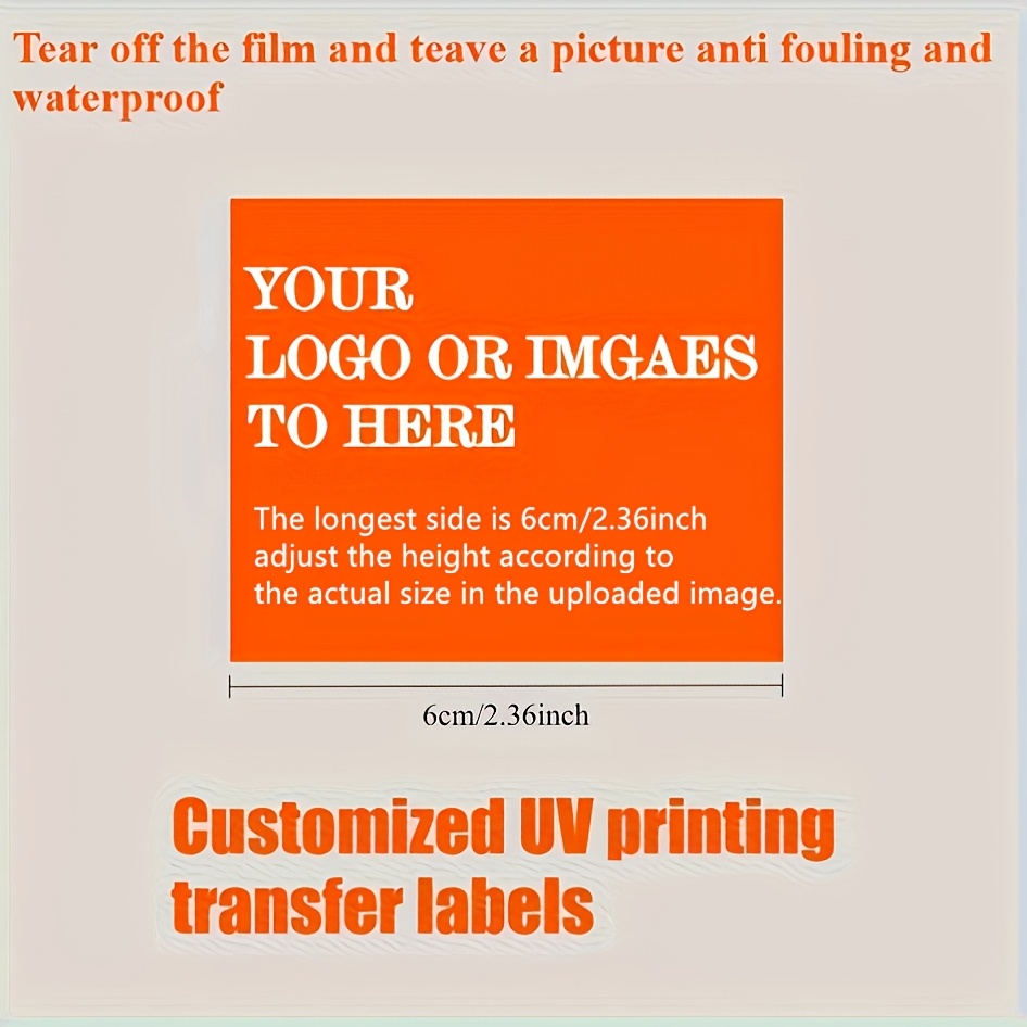 E-shop 100 personalisierte UV-Transferaufkleber, personalisierte Logo-Aufkleber geeignet für Geschenkboxen, Flaschen, etc. – einfach auf Metall-, Glas-