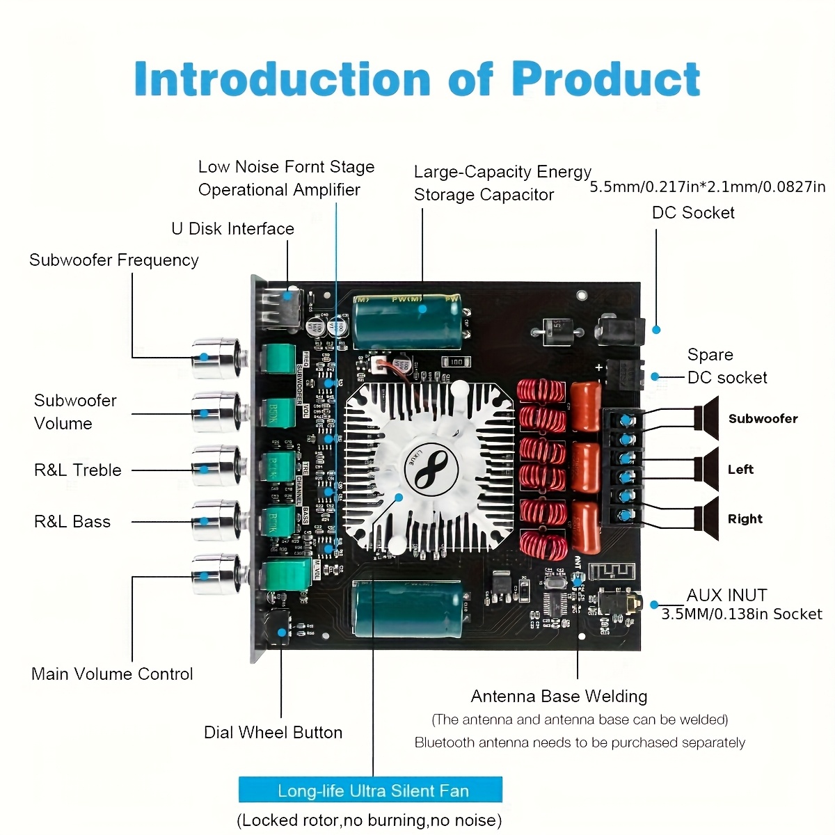 zk ht21 tda7498e amplifier module 160w 2 220w subwoofer 2 1 - Temu