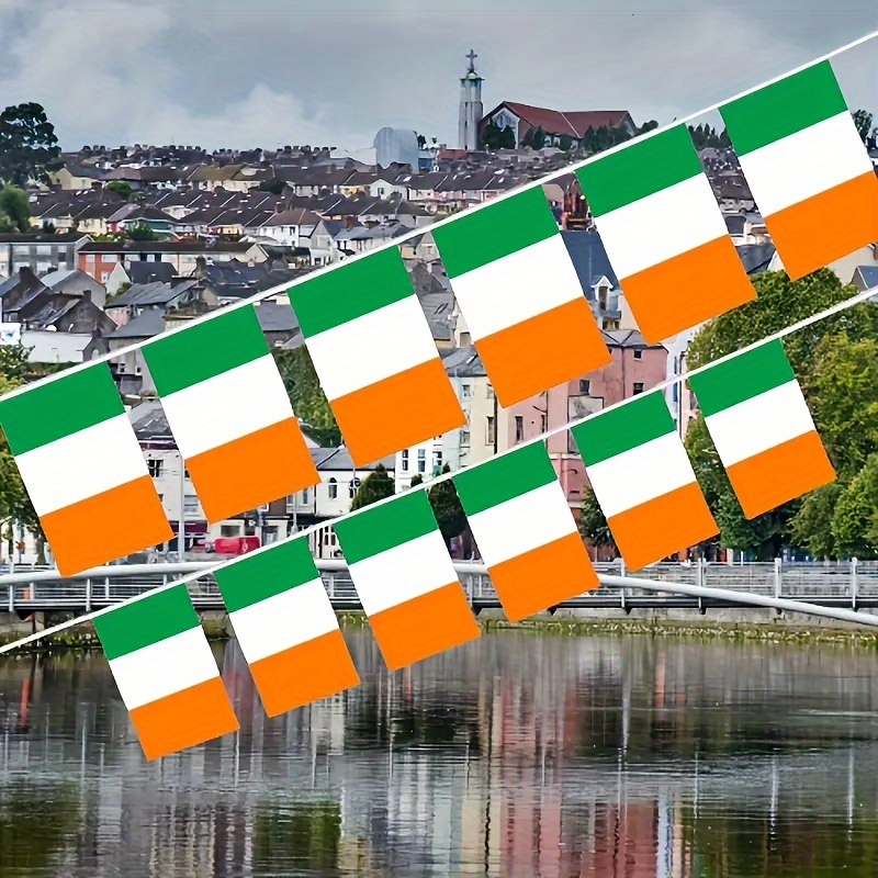 

30pcs Irish National Flags - Polyester, Single-sided Bunting For Events & Holiday Decorations