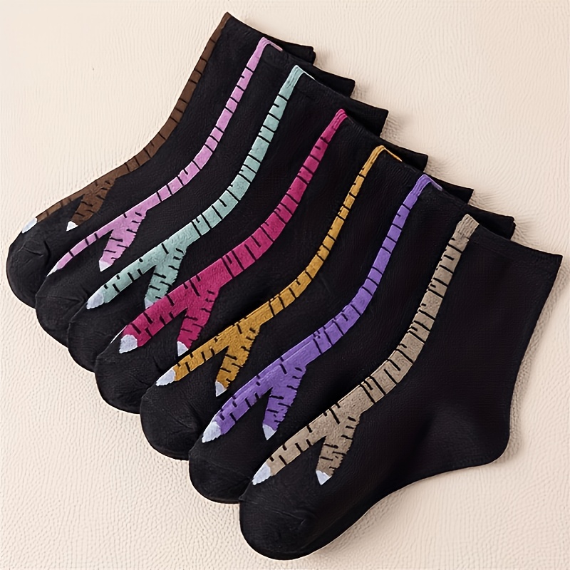 TEMU 7 Pair Of Women's Black Stylish Socks