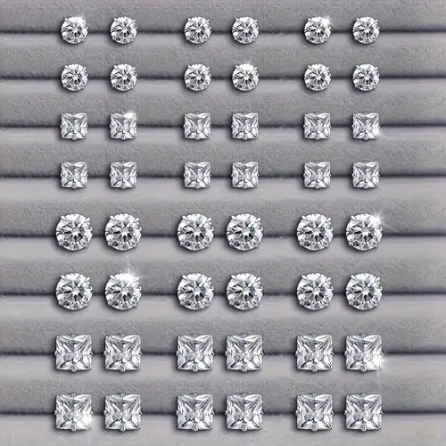 24 48pcs fashion simple synthetic zirconia multi size stud earrings set suitable for men and women fall winter daily fall winter daily match for traveling attending parties vacation dating holiday gifts for men and women friends