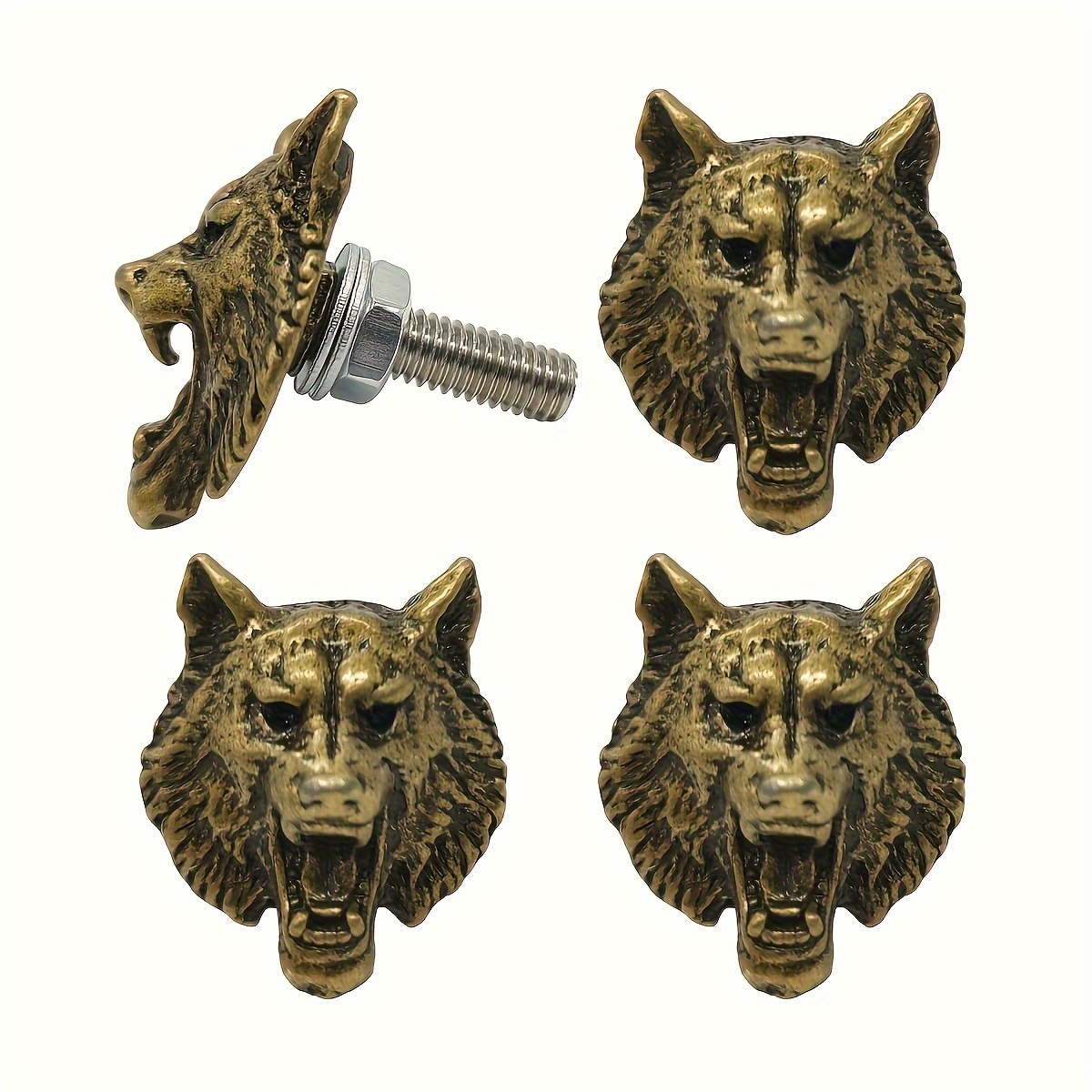 TEMU License Plate Bolts, 4pcs Universal Wolf Style Stainless Steel License Plate Screw Kit For Most Vehicle Motorcycle Car Truck, Unique Addition To Your Bike