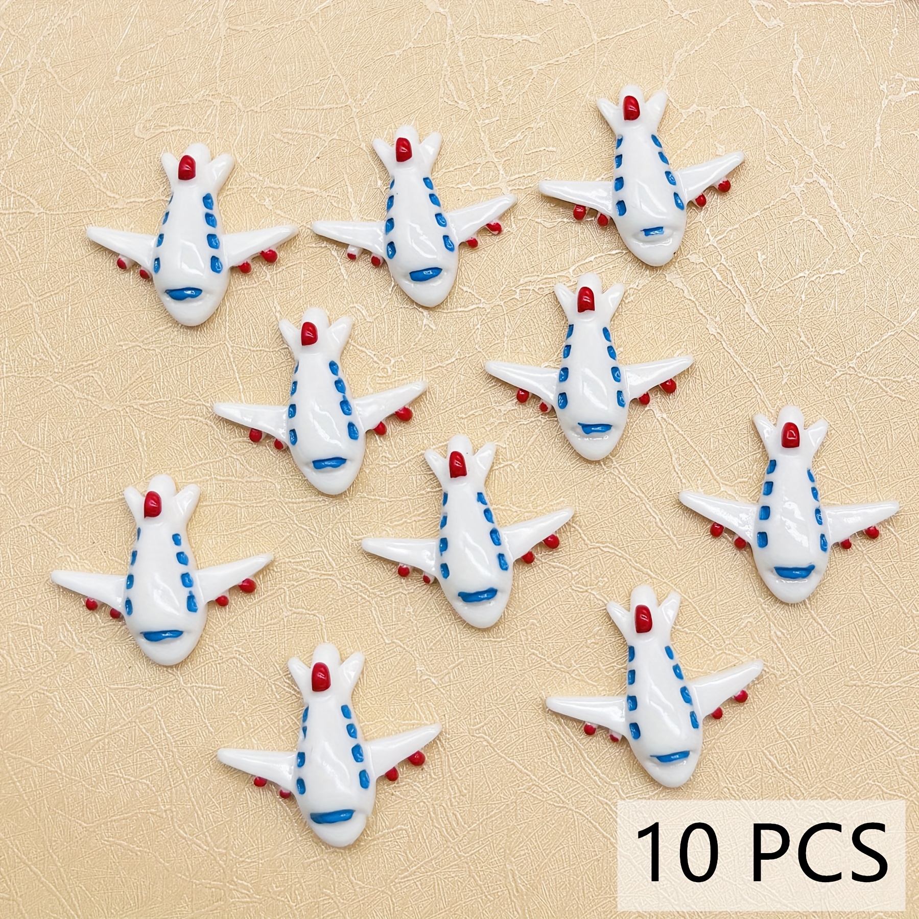 10pcs Stylish Mini Airplane Charms, Non-porous Resin Accessories, Suitable For Making And Hair Clips
