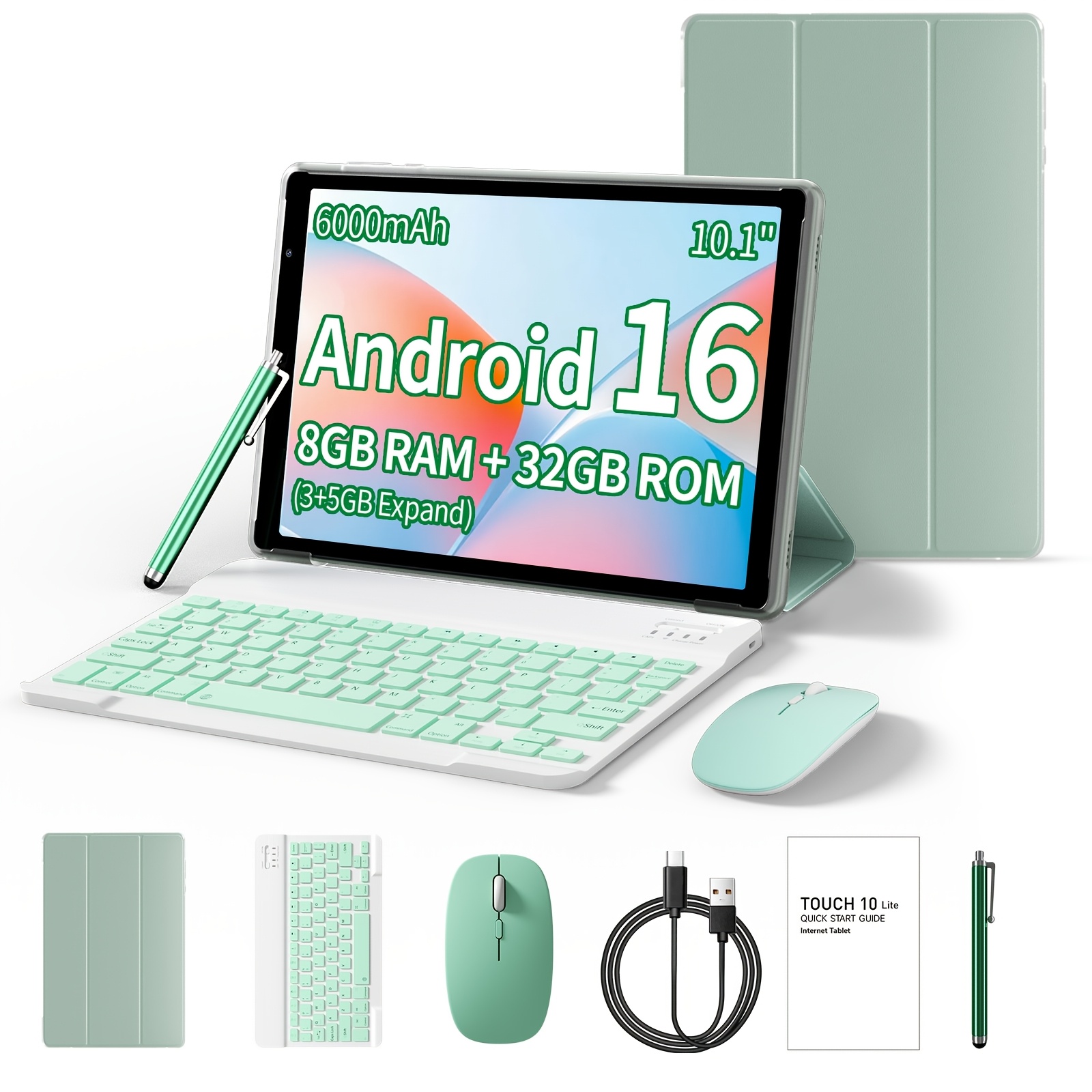 Image of 10 Inch 16 Tablet With Keyboard Mouse, Tablet Keyboard Set, 8gb(3gb+5gb Expand) 32gb Rom, Protective Cover Case Included, Pad For Reading Movie Watching, Ideal Holiday Gift For Personal Daily Use