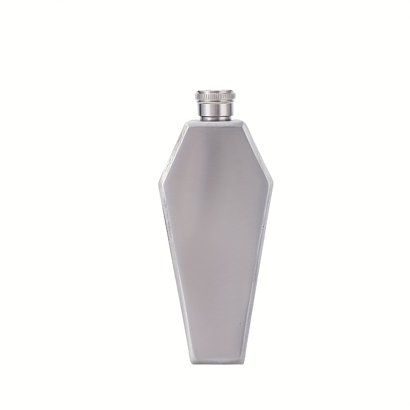 TEMU 1pc Cross-border Thickened Hexagonal Coffin-shaped Painted Mini , 304 Stainless Steel Portable Whiskey For Outdoor Camping