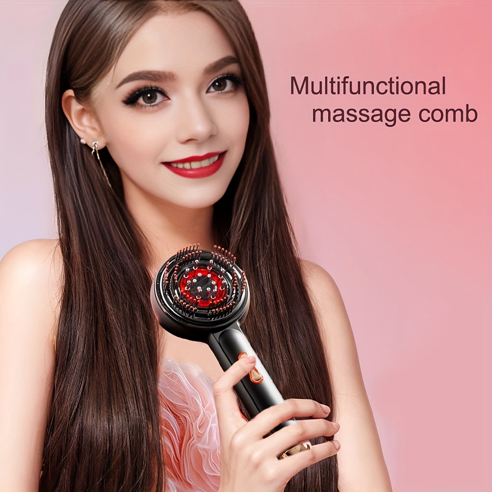 rechargeable electric scalp massager with vibrating massage and essential oil dispenser ideal for head relaxation and   hair care device   care tool ergonomic grip details 2