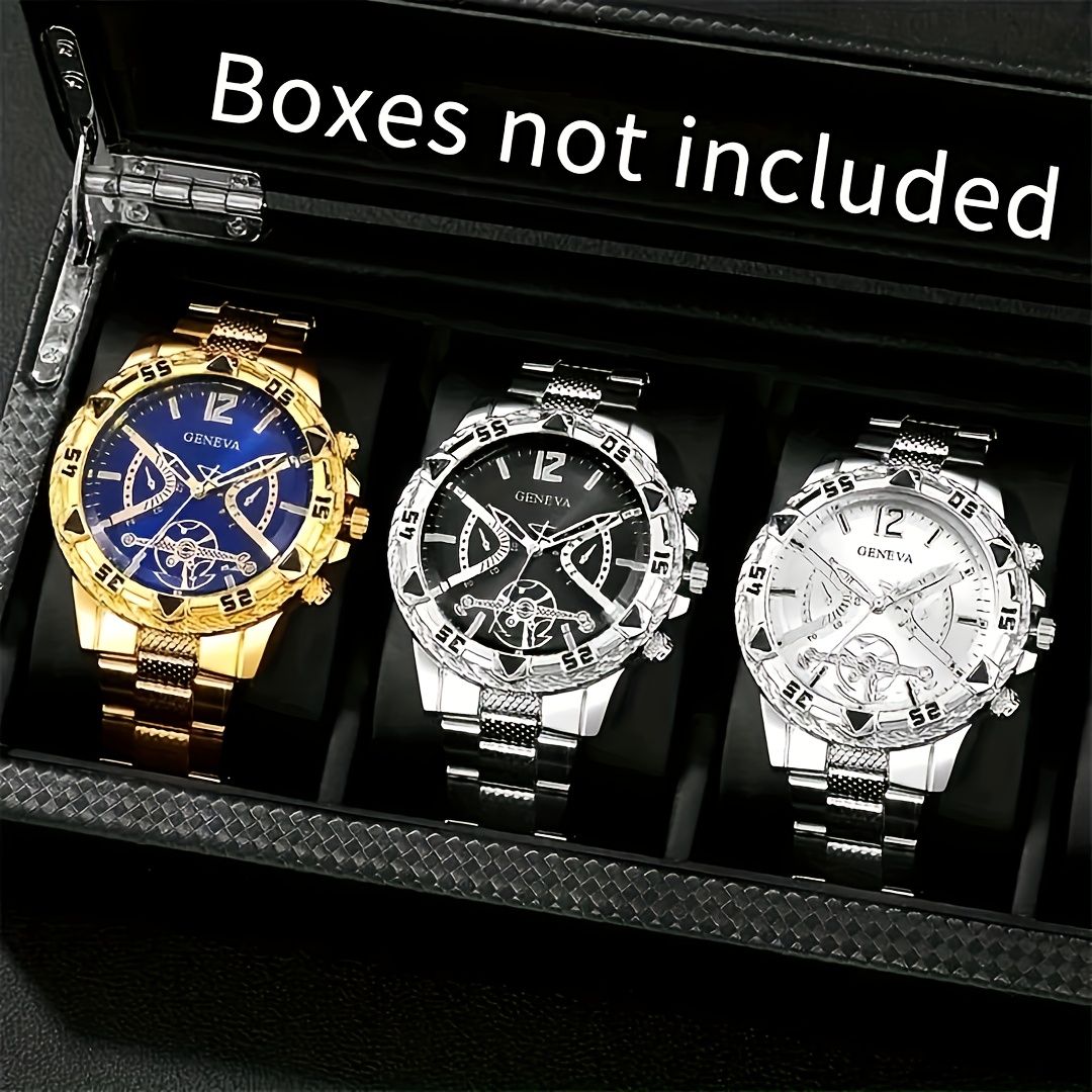 6pcs Men's Elegant Business Steel Strap Watch Set