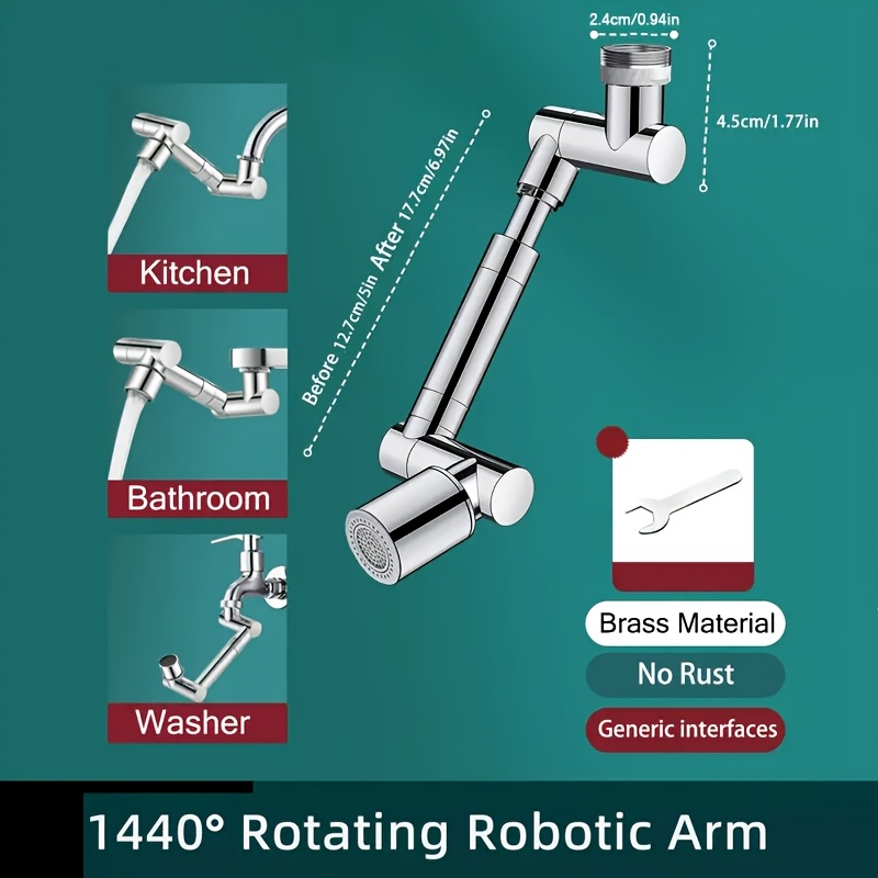 Robotic Arm Kraan Bevestiging, Badkamer Kraan Extender, Roestvrije Kraan Extender, Multifunctionele Kraan Extender, Verstelbare Kraan Sproeier Geschikt Gebruik Voor Keukenkraan Extender