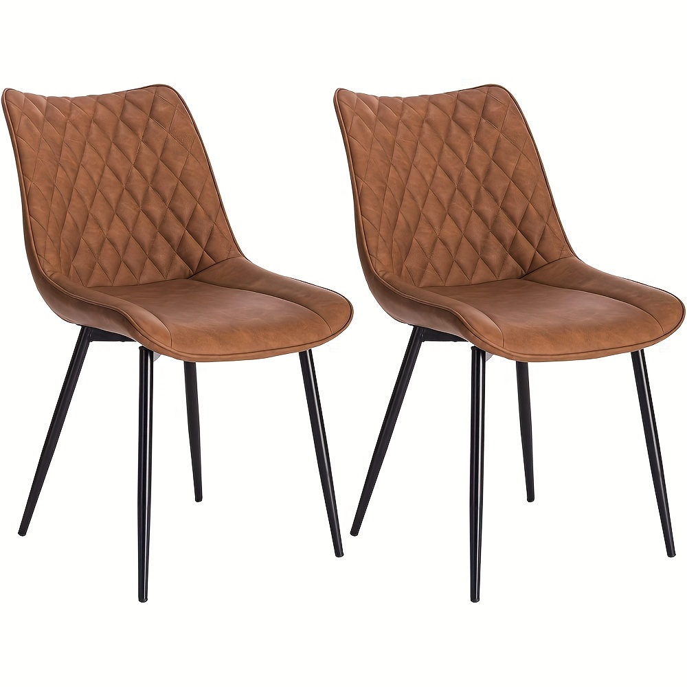 2pcs Dining Chairs Kitchen Chairs Living Room Chairs Office Visitor And Reception Chairs Armchair With Backrest Faux Leather Seat Metal Legs