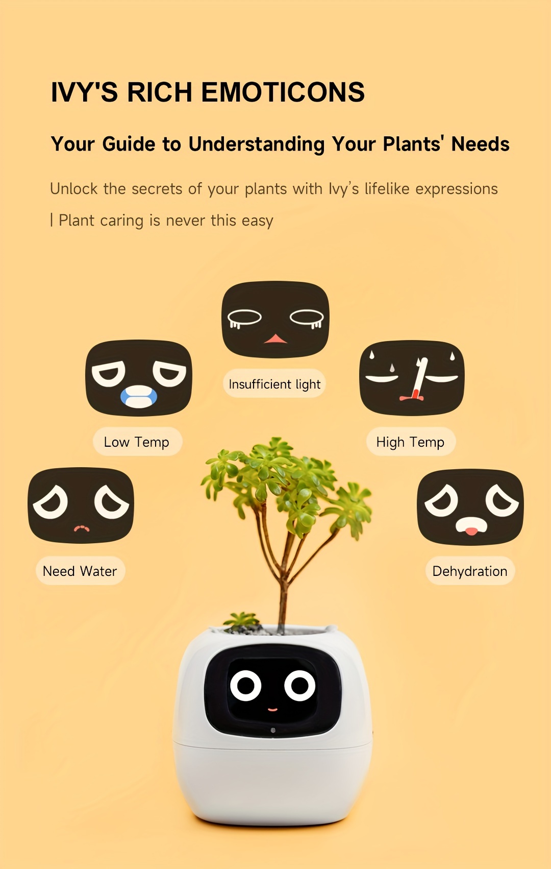 Ivy Intelligent Flower Pot For Home Decoration Plants Companion   Setup   Pet Planter Robot Guidance On Plant Care With Emojis Free Shipping On Items Shipped From Temu Temu details 2