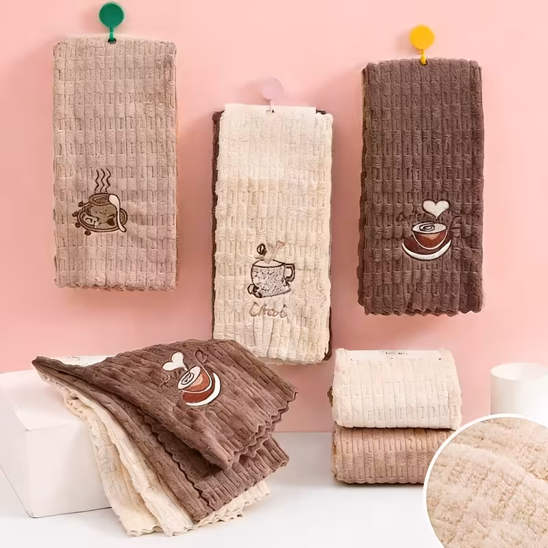 set of embroidered dish cloths quick drying cleaning rags thickened and enlarged kitchen towels soft and breathable suitable for bathroom towels car polishing pads and washing glass reusable square towels assorted styles Product details 0