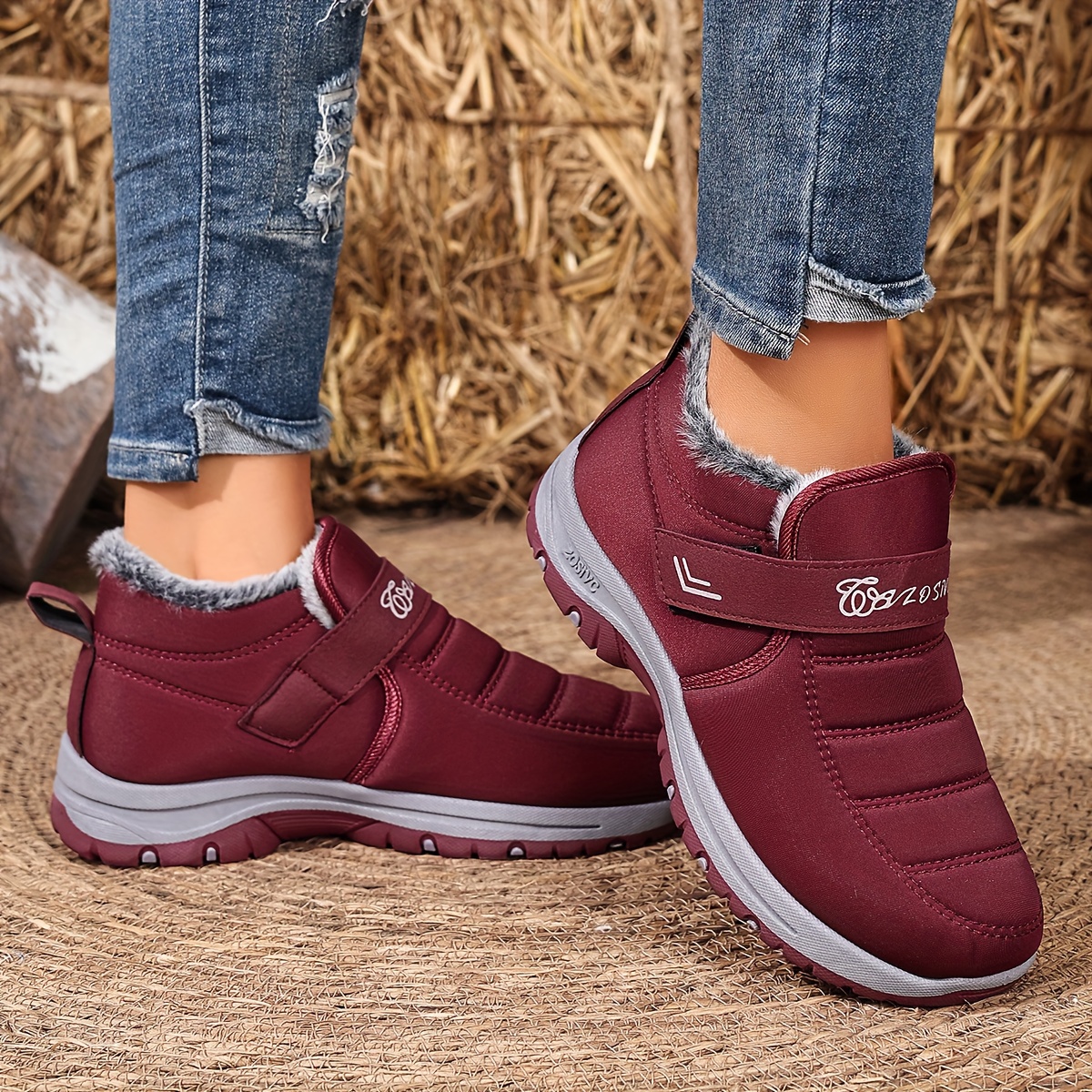 bottes dhiver thermiques pour femmes avec semelle épaisse en peluche - bottes de neige antidérapantes pour randonnée, glace et extérieur - bottes confortables et chaudes à bout rond et talon moyen (lavables à  ), chaussures pour femmes Détails du produit 6
