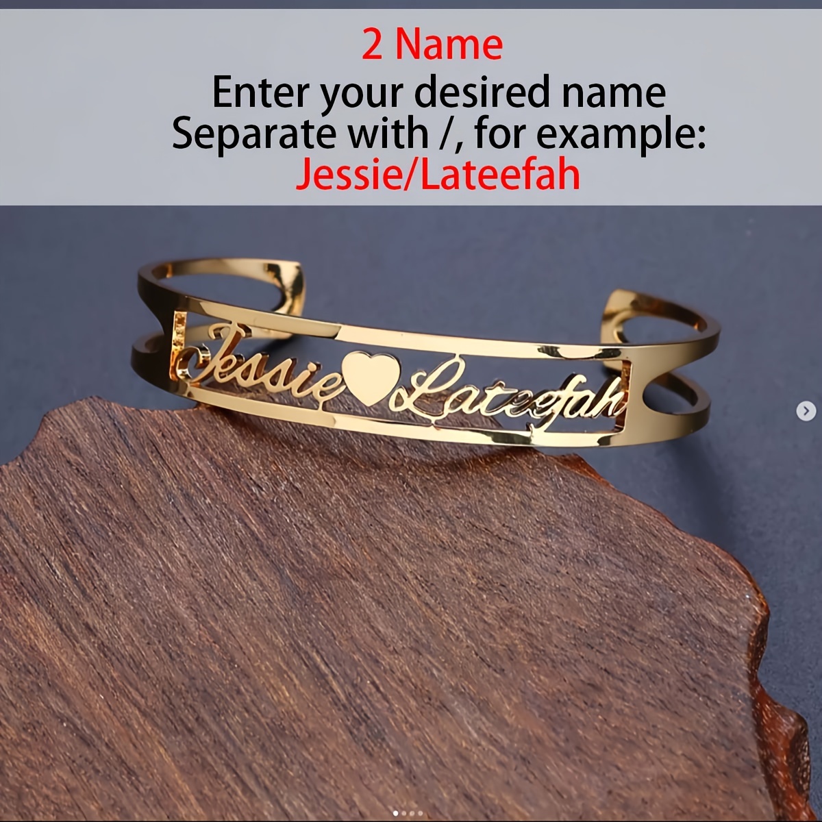 TEMU Custom Personalized Love Couple Bracelet, 304l Stainless Steel Engravable 2pcs English Names Open Bangle, Elegant Fashion Trendy For Daily Wear,
