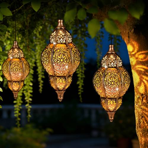 1pc hanging solar lights outdoor garden decor waterproof solar lantern moroccan outdoor decorations for yard backyard patio pathway garden decorative