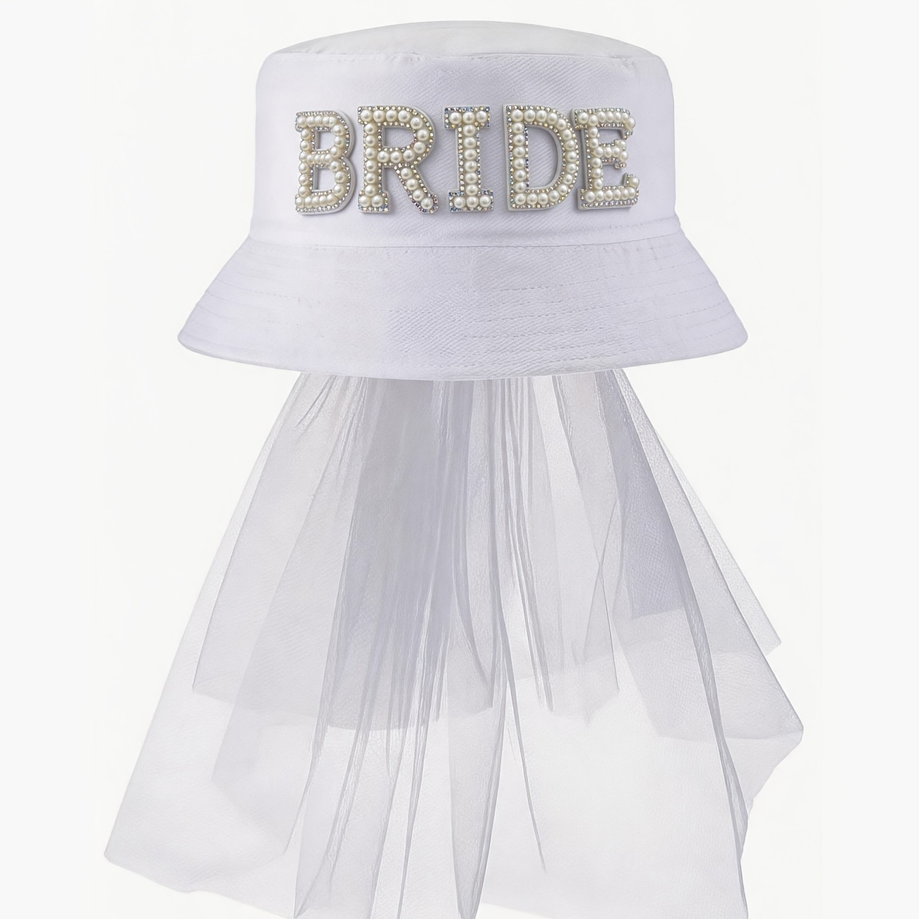 bride bucket hat with veil white bridal wedding hat suitable for bachelorette party bridal shower engagement party photobooth prop elegant   headpiece for bachelorette bride to be gift