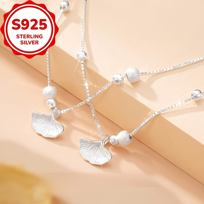 Women's S925 Silver Double Layer Ginkgo Leaf Bracelet