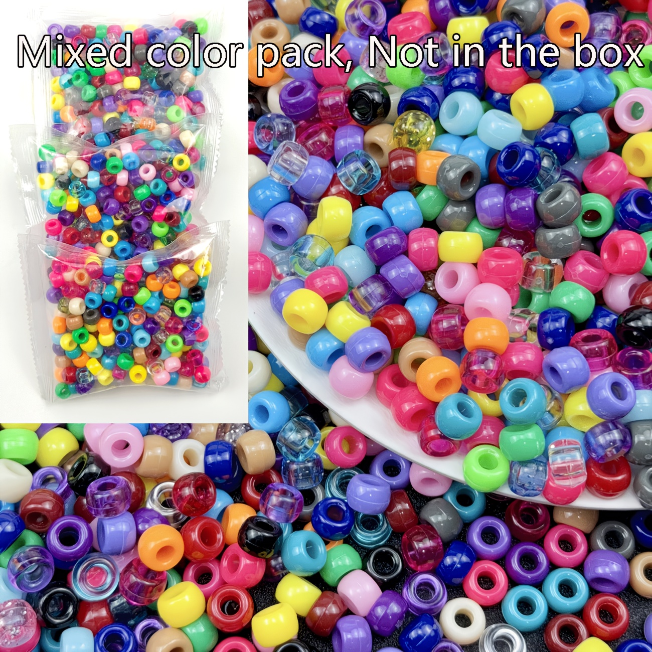 TEMU 207pcs 24 Color Random Mixed 6x9mm Bucket Beads Transparent Colored Acrylic Small Horse Beads, - Diy Handmade Creative Production Accessories