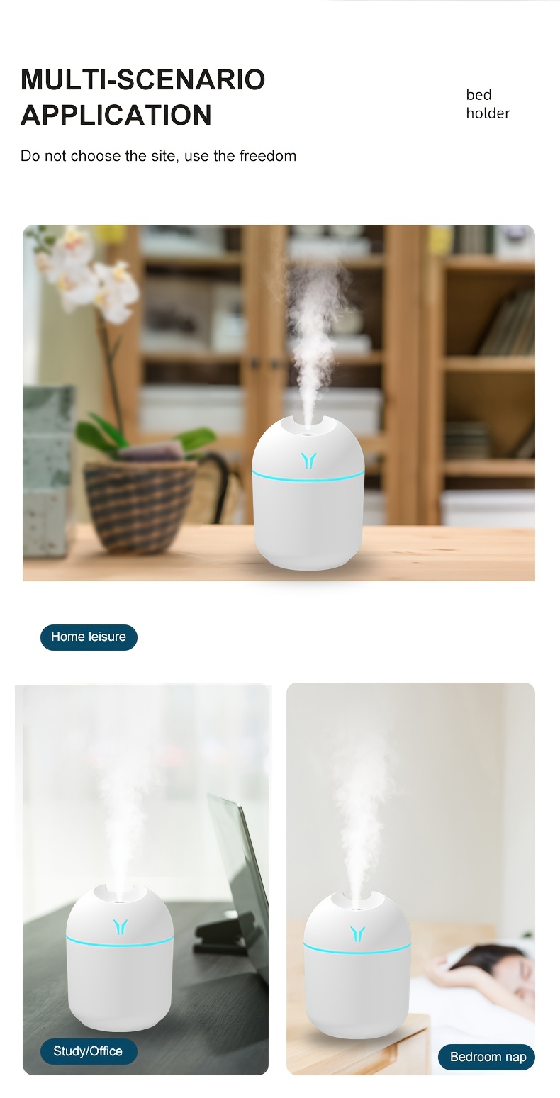 1pc Aromatherapy Diffuser And Humidifier with Cool Mist And Night Light: Essential Oils Can Be Added As An Air Aromatherapy Diffuser, Your Bedroom Fresh And Plants Healthy! Ultra-quiet - Perfect for Offices, Homes, Large Bedrooms
