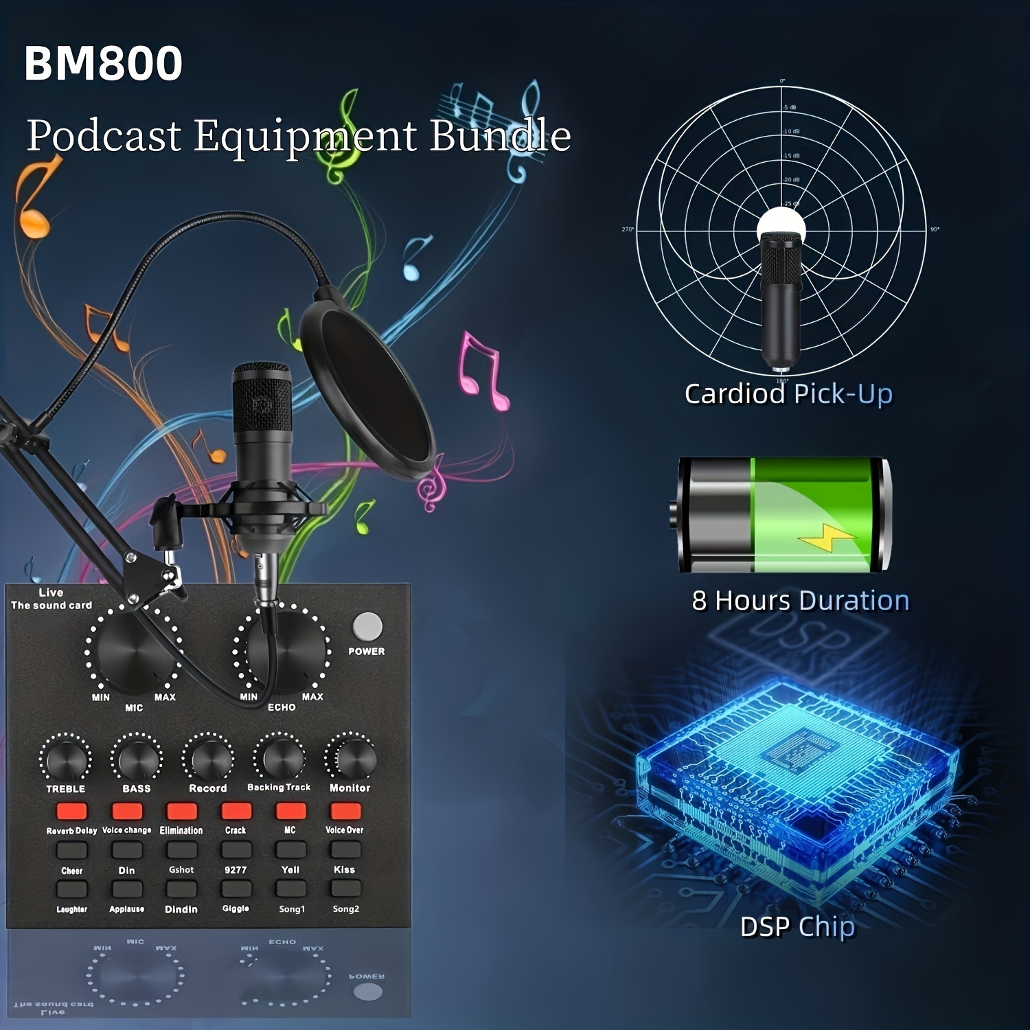Podcast Equipment Bundle, Audio Interface With All-In-One DJ Mixer And  Studio Broadcast Microphone, Perfect For Recording,Live  Streaming,Gaming,Compat