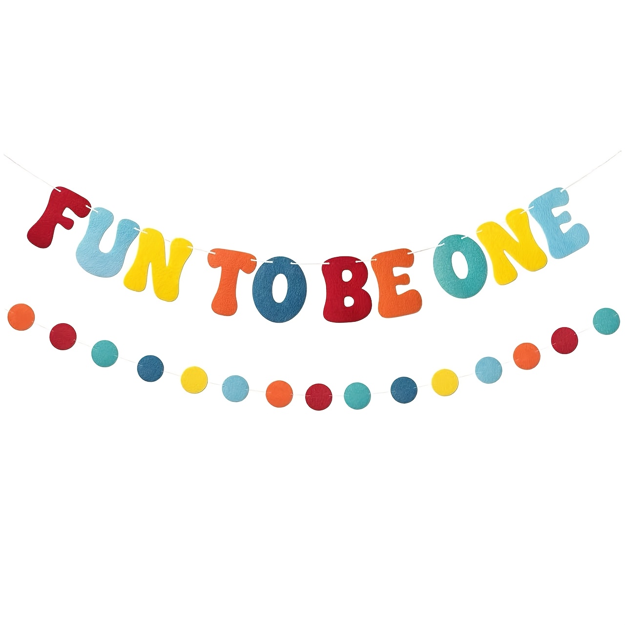 TEMU Bannière de fête d'anniversaire amusante pour le 1er anniversaire - Bannière d'anniversaire ronde et colorée en feutre, convient aux fournitures