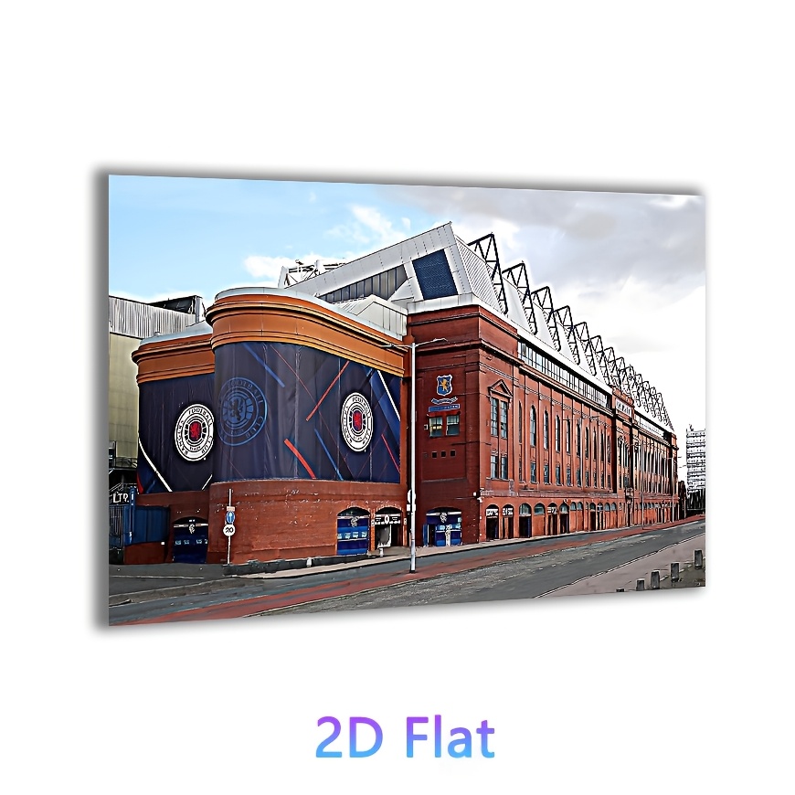 TEMU 2d Flat, 2d Flat, Unframed 2d Flat Wall Art Canvas Print, Featuring Rangers And Ibrox, Perfect For Home Decoration Gifts For Women, Suitable For