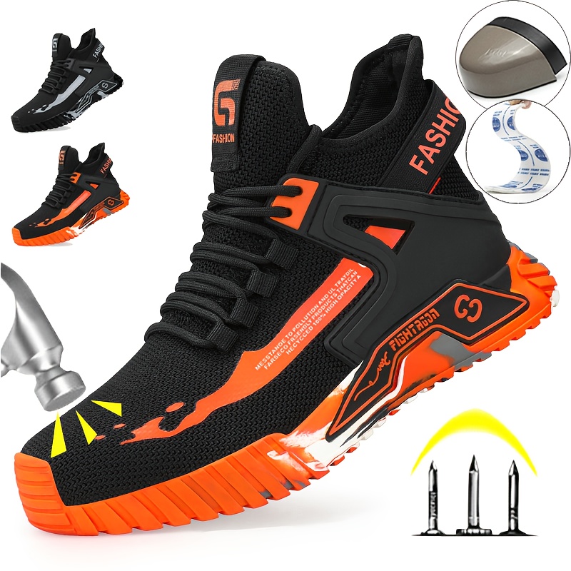 fashionable high top lace   work shoes for men and women     and puncture resistant labor protection shoes head protecting work shoes mens industrial and mining boots and construction boots with   printed