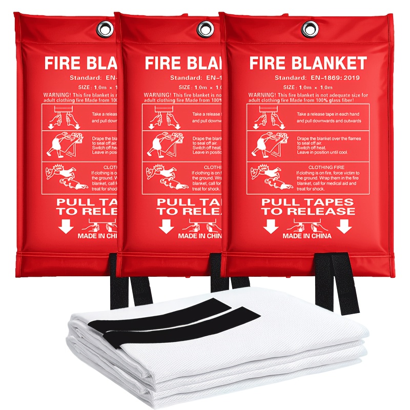 TEMU Set di 3 coperte ignifughe - 39X39 pollici Coperte di ignifughe in fibra di vetro, adatte per cucine, auto, campeggio, barbecue, laboratori, ,