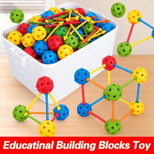 item picture 60pcs 120pcs 200pcs bagged interlocking block set versatile and intelligent peg and block toys balls long tubes and short tubes random colors suitable for children 3 years and above stem toys holiday gifts