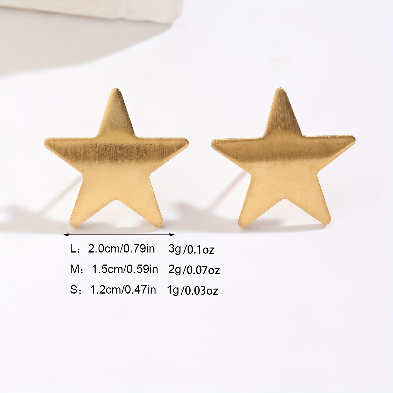 Golden Silvery Stainless Steel Five-Pointed Star Stud Earrings