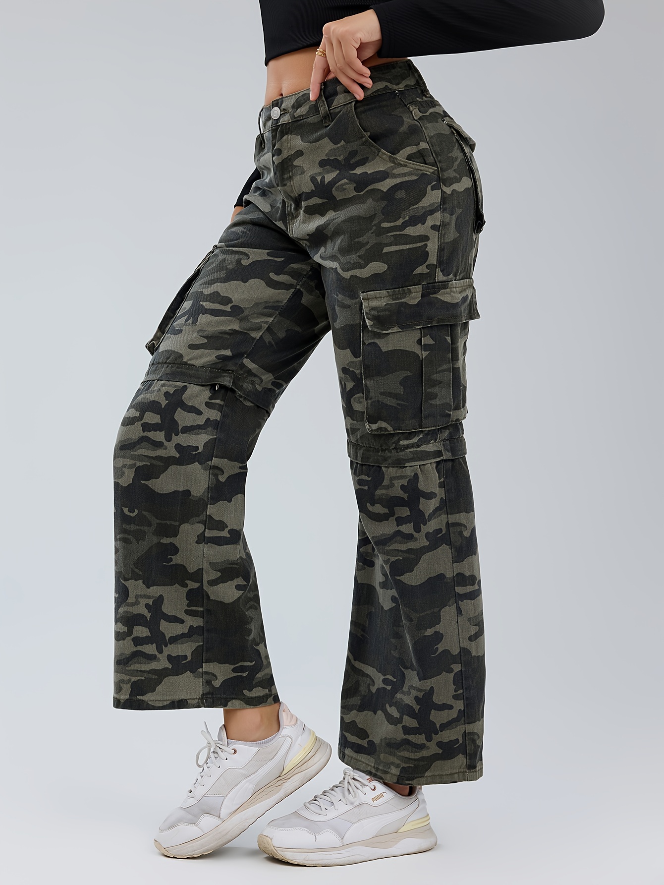 jeans cargo camuflaje mujer cintura pierna Temu Peru