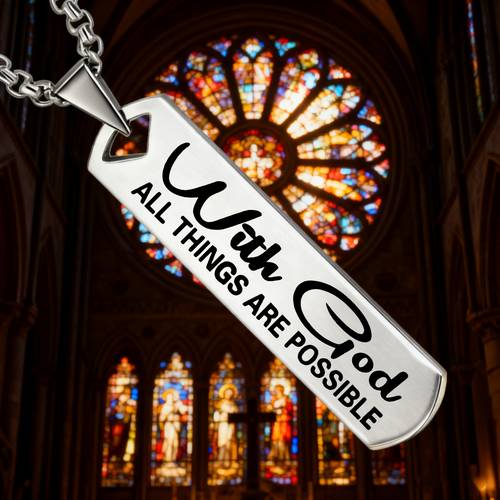 with god all things are faith slogan stainless steel pendant necklace a personalized inspirational gift for christian enthusiasts suitable for holidays and everyday gifting