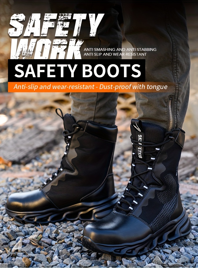 Men's Smash-proof Steel Toe Cap Work Boots Outdoor Water-proof